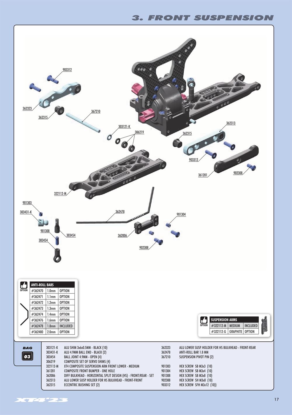 Xray - XT4 2023 (XT4'23) - Manual - Page 17