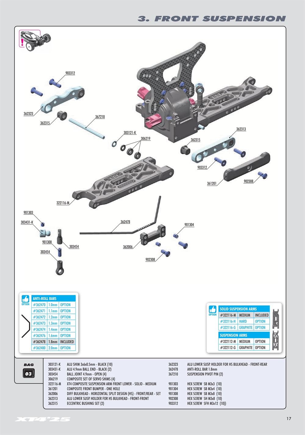 Xray - XT4 2025 (XT4'25) - Manual - Page 17