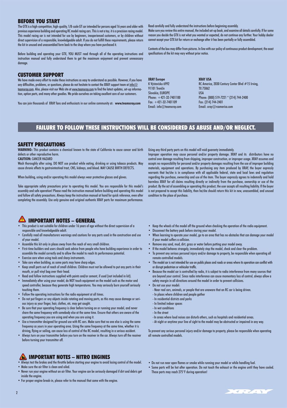 Xray - XT8.2 2019 (XT8'19) - Manual - Page 2