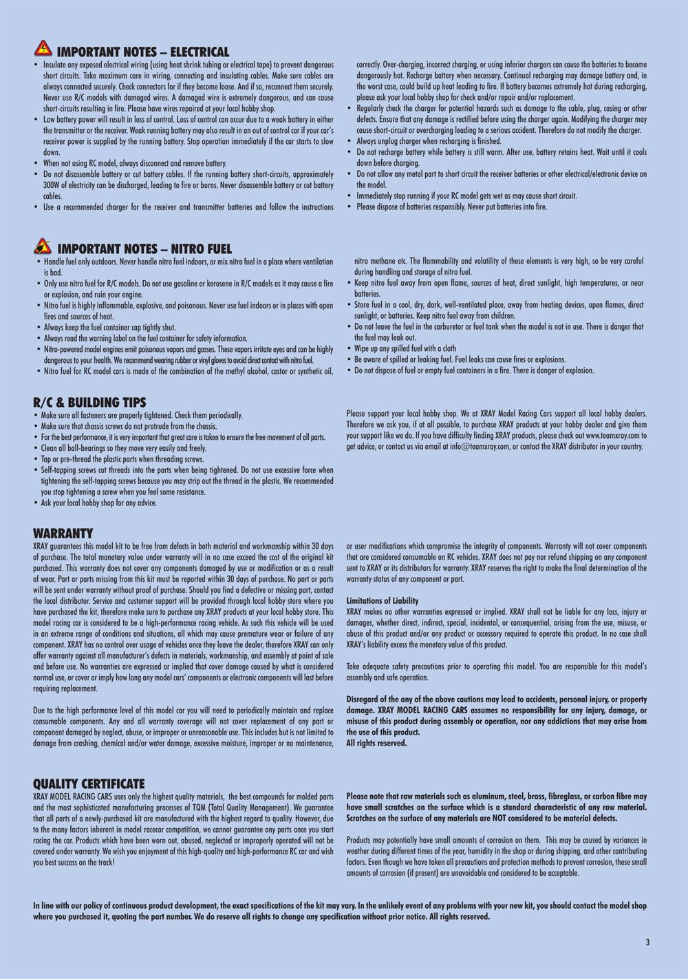 Xray - XT8.2 2019 (XT8'19) - Manual - Page 3