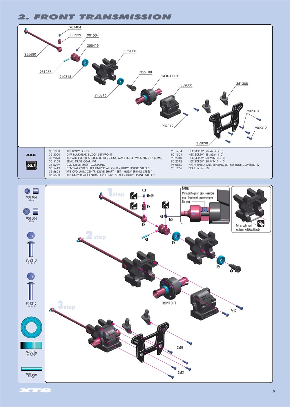 Xray - XT8 2007 Specs (XT8'07) - Manual - Page 9