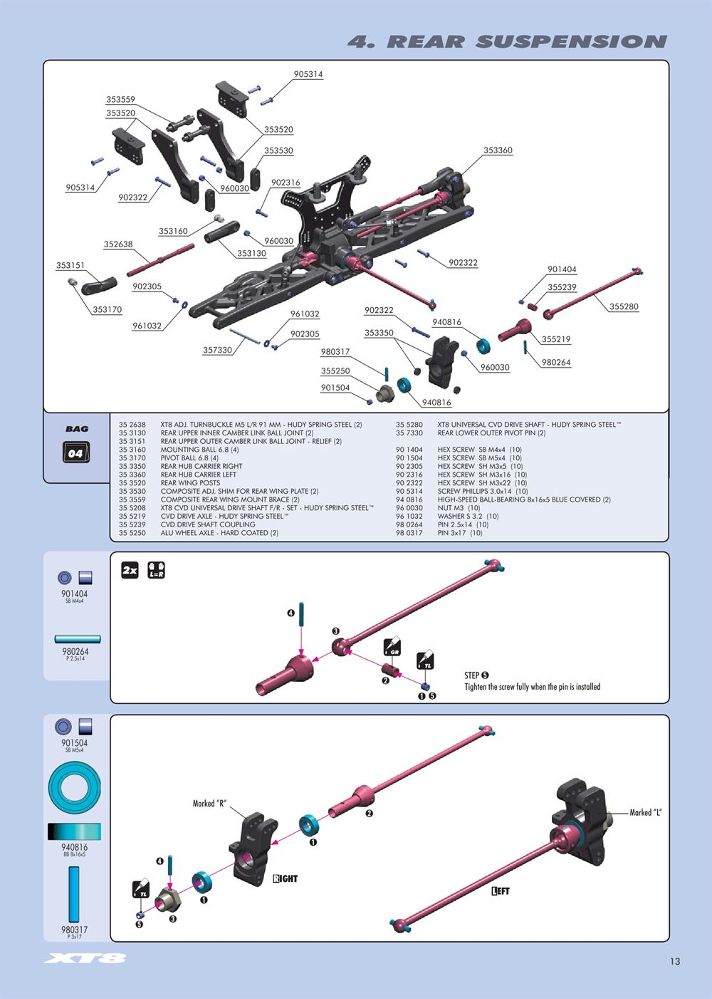 Xray - XT8 2007 Specs (XT8'07) - Manual - Page 13