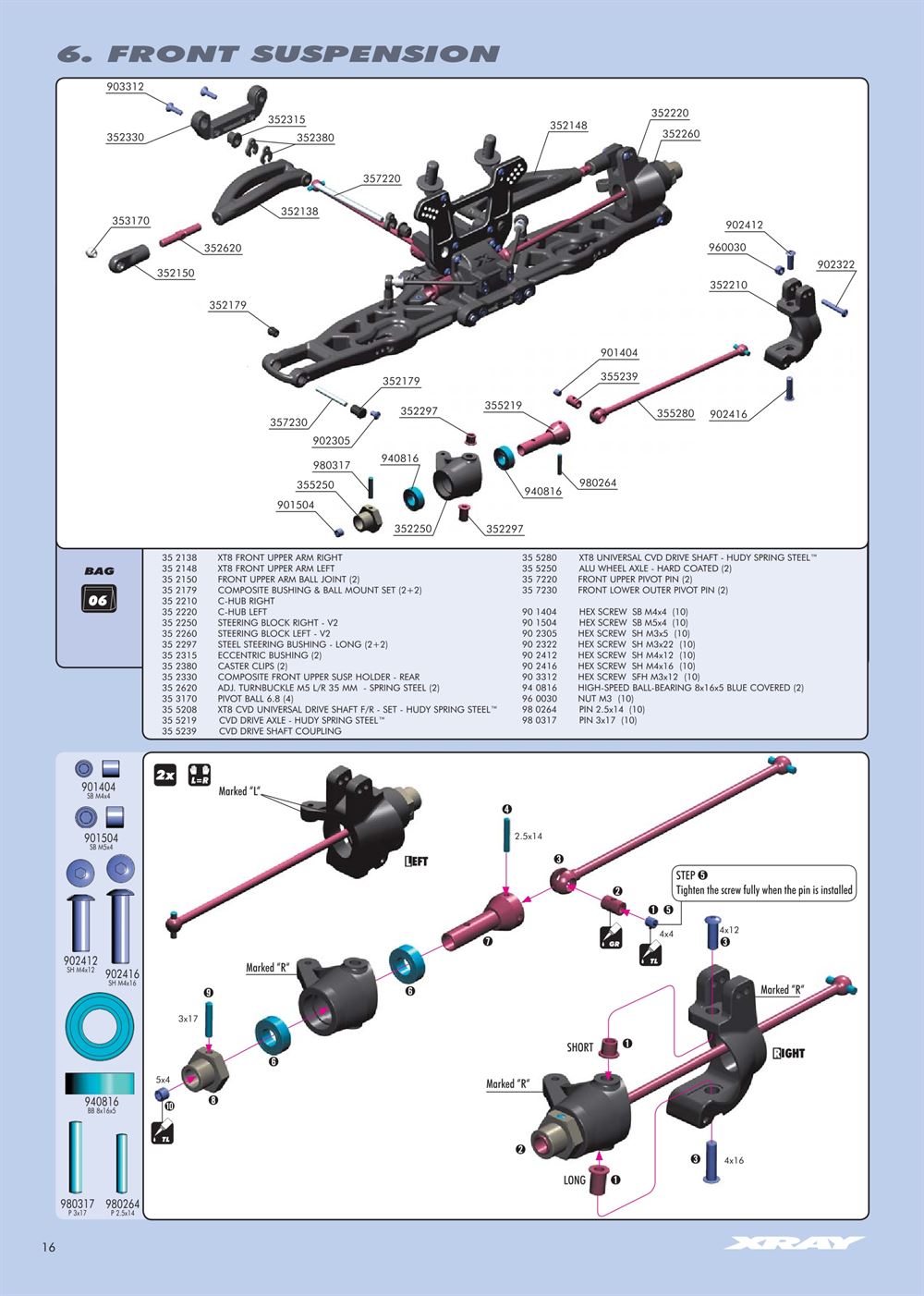 Xray - XT8 2007 Specs (XT8'07) - Manual - Page 16