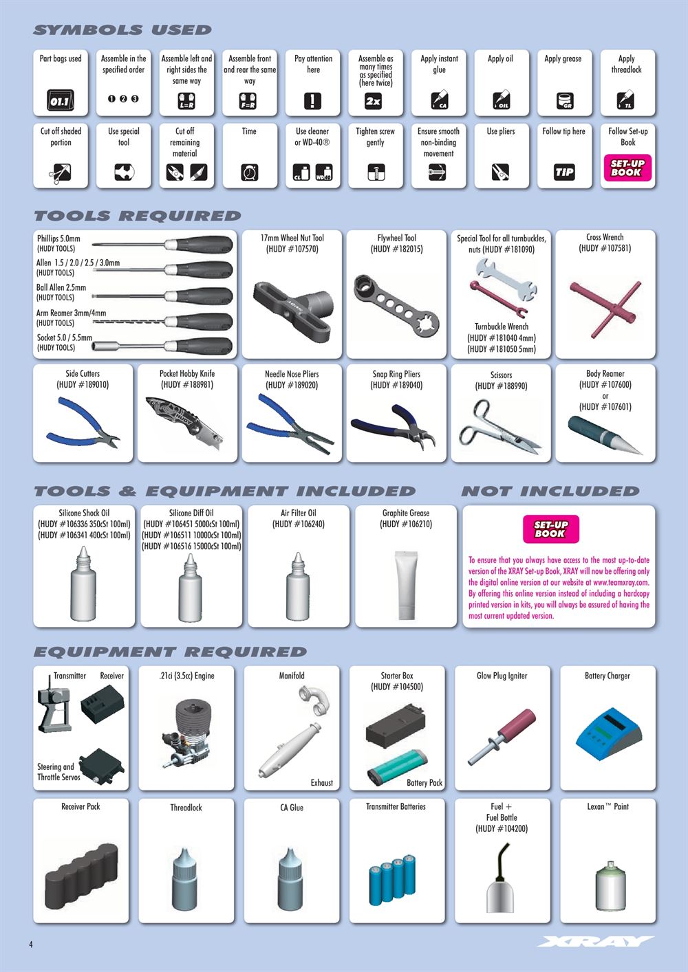 Xray - XT8 2017 Specs (XT8'17) - Manual - Page 4