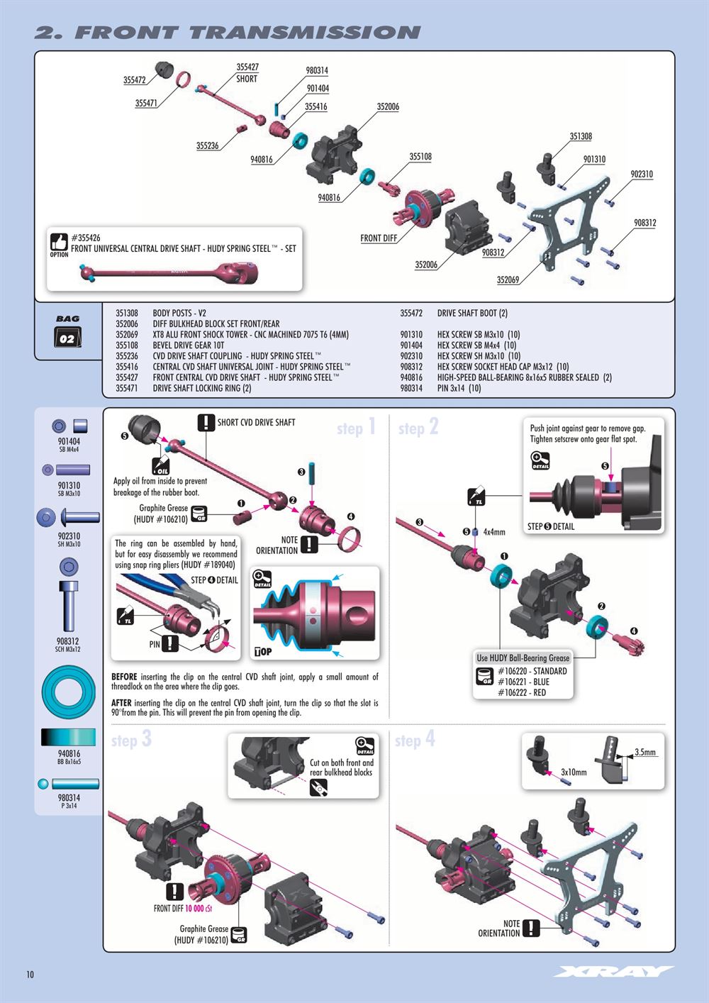Xray - XT8 2017 Specs (XT8'17) - Manual - Page 10