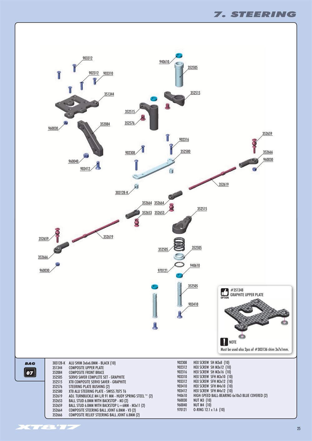 Xray - XT8 2017 Specs (XT8'17) - Manual - Page 25
