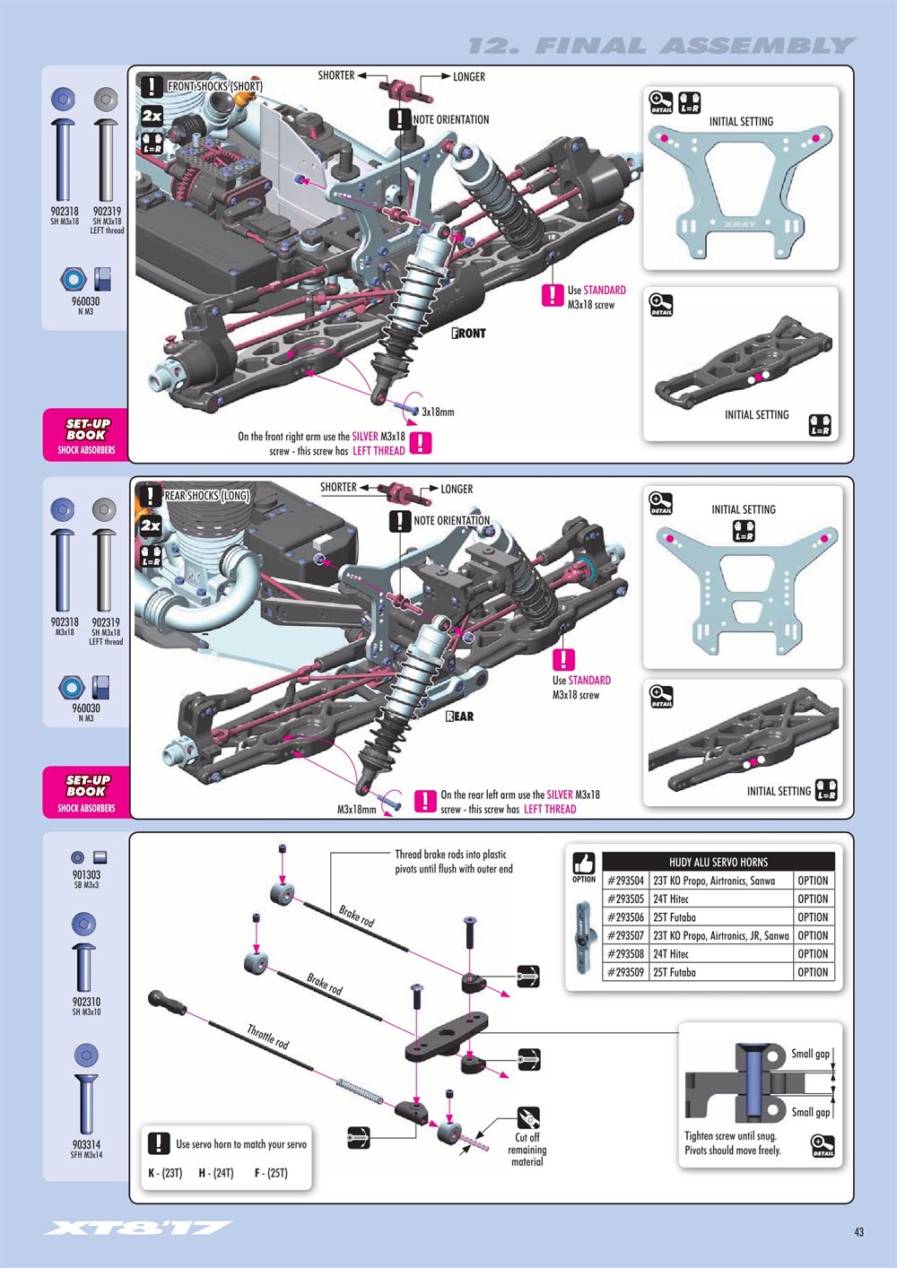 Xray - XT8 2017 Specs (XT8'17) - Manual - Page 43