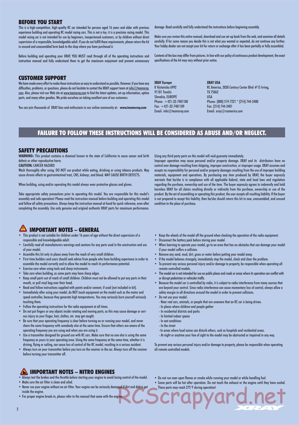 Xray - XT8 2022 Specs (XT8'22) - Manual - Page 2