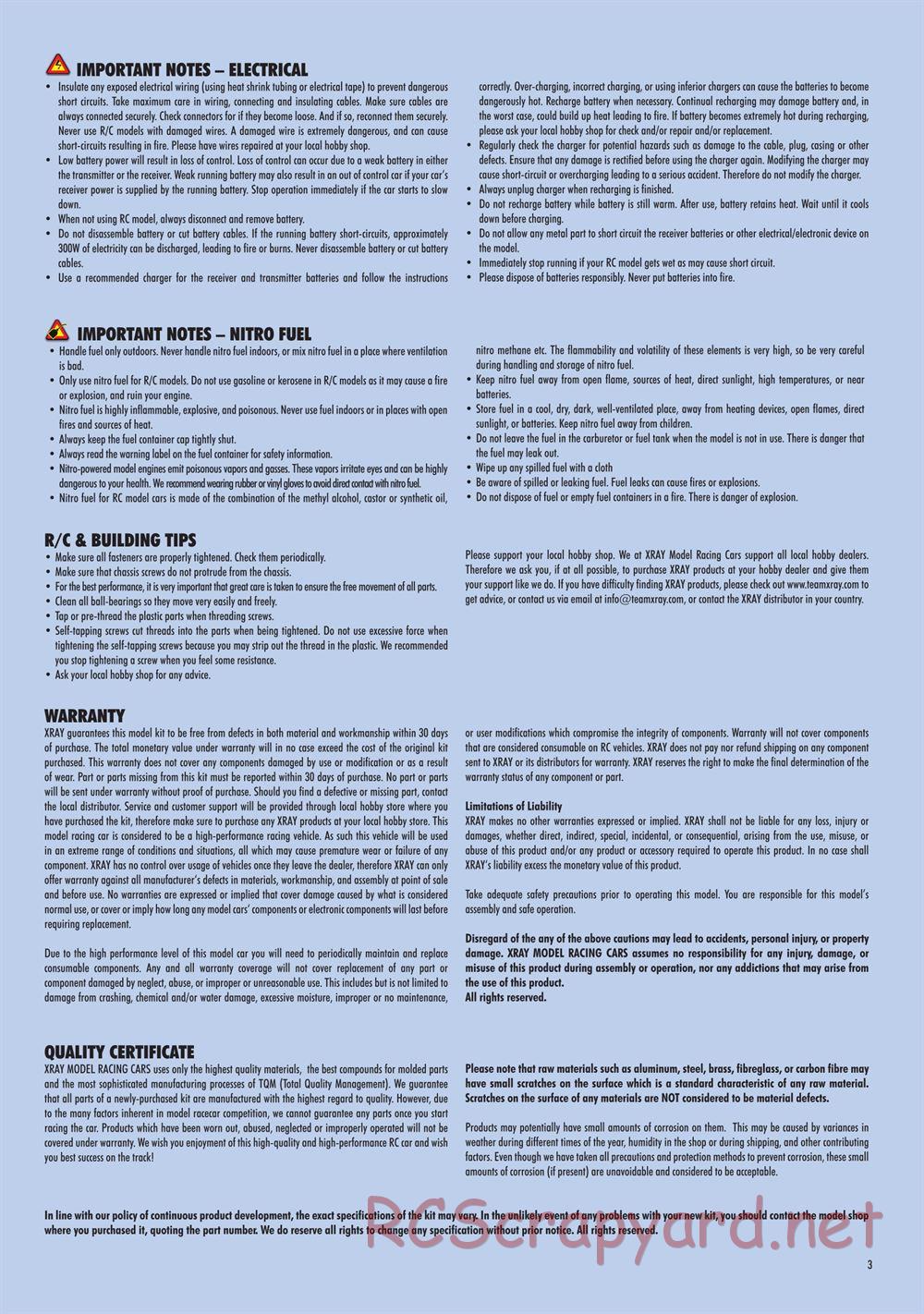 Xray - XT8 2022 Specs (XT8'22) - Manual - Page 3