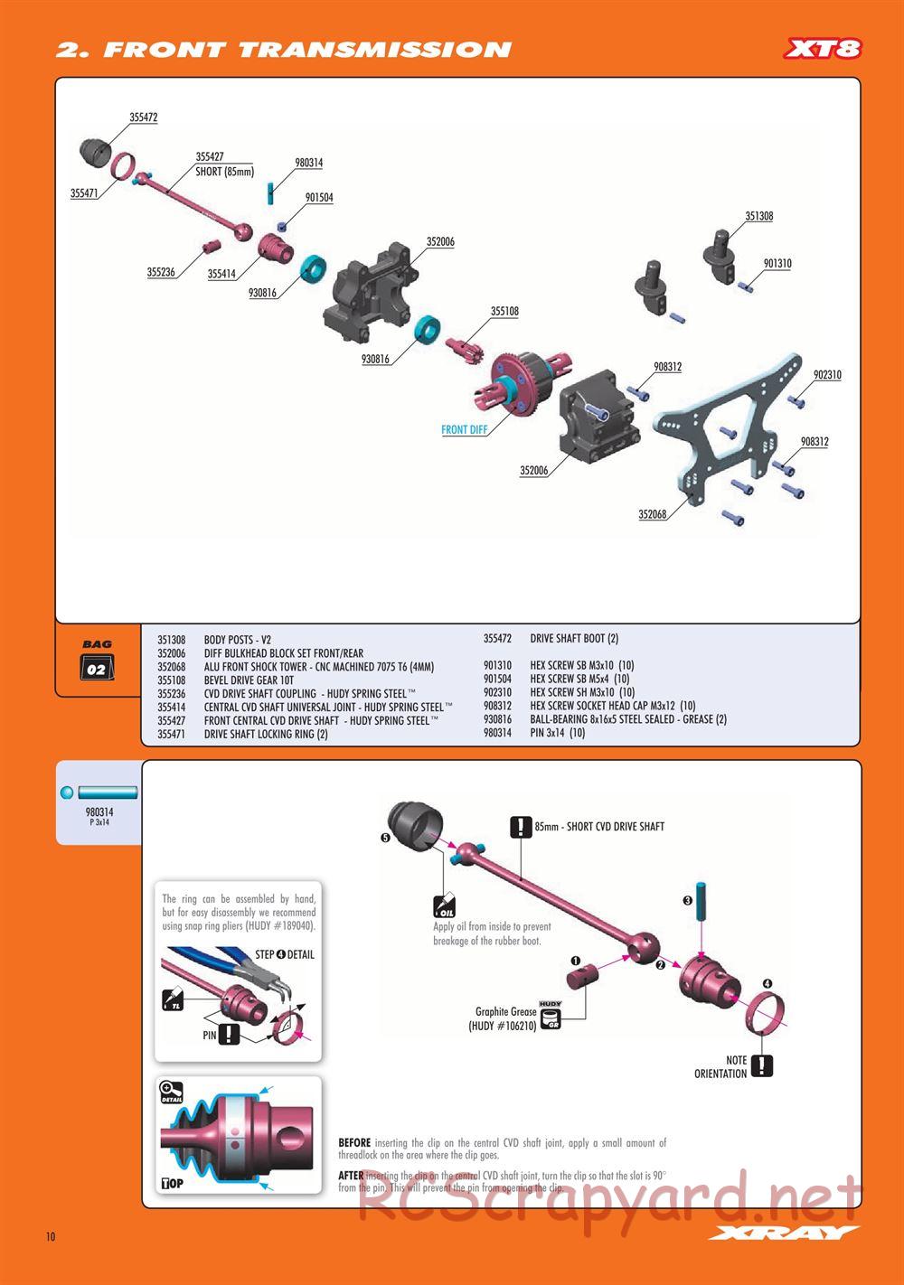 Xray - XT8 2022 Specs (XT8'22) - Manual - Page 10
