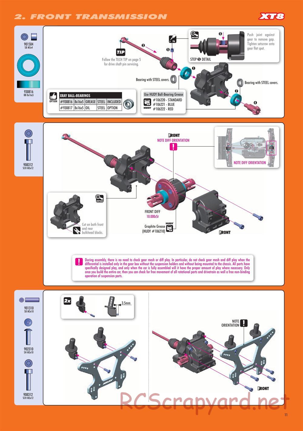Xray - XT8 2022 Specs (XT8'22) - Manual - Page 11