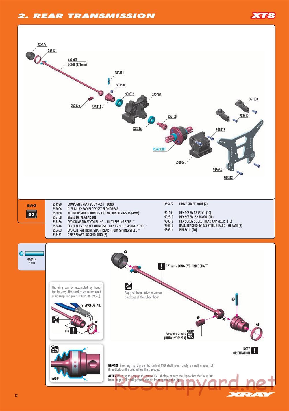 Xray - XT8 2022 Specs (XT8'22) - Manual - Page 12