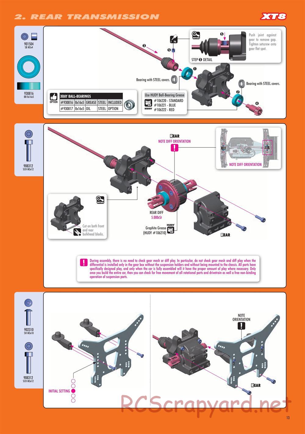 Xray - XT8 2022 Specs (XT8'22) - Manual - Page 13