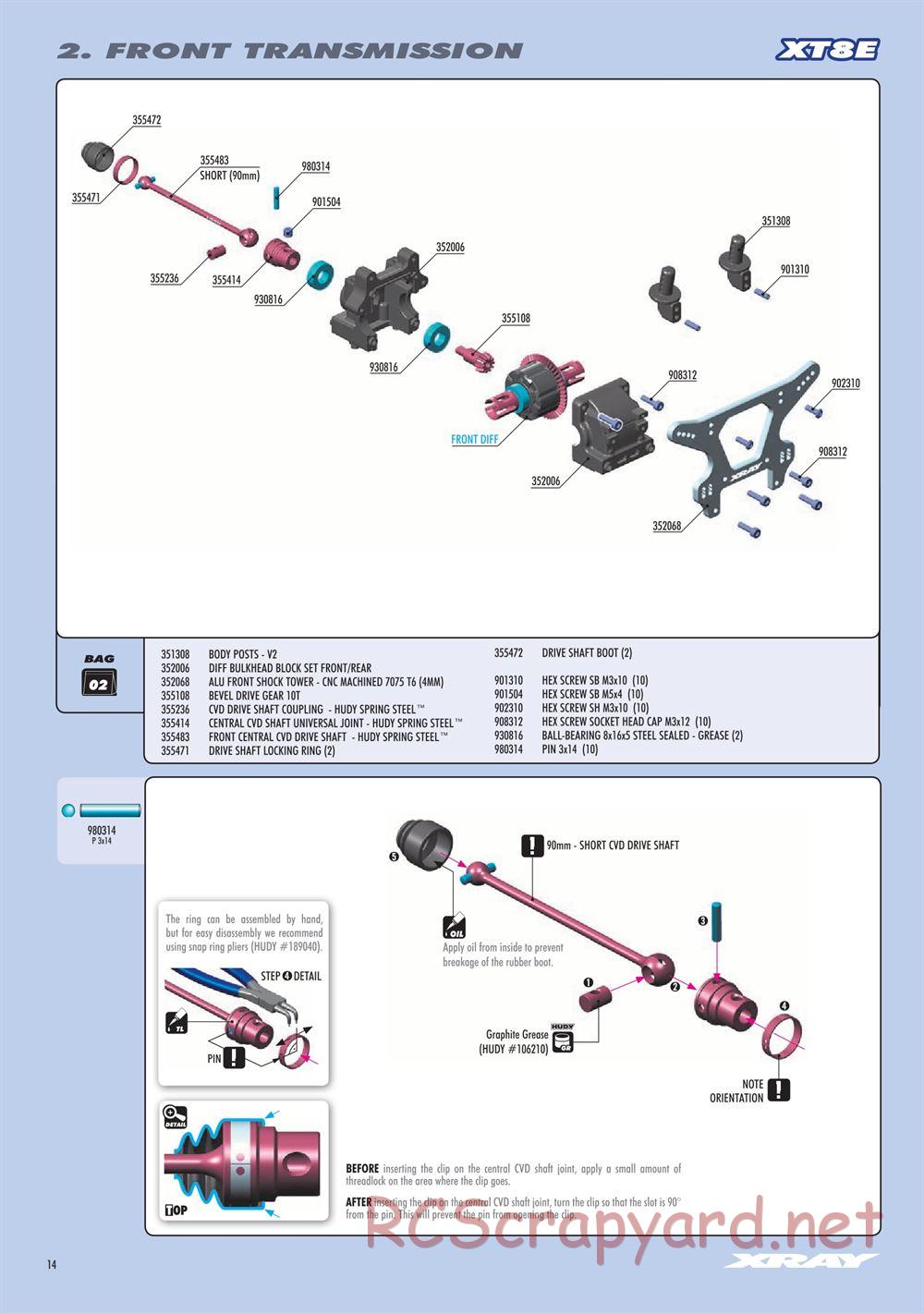 Xray - XT8 2022 Specs (XT8'22) - Manual - Page 14