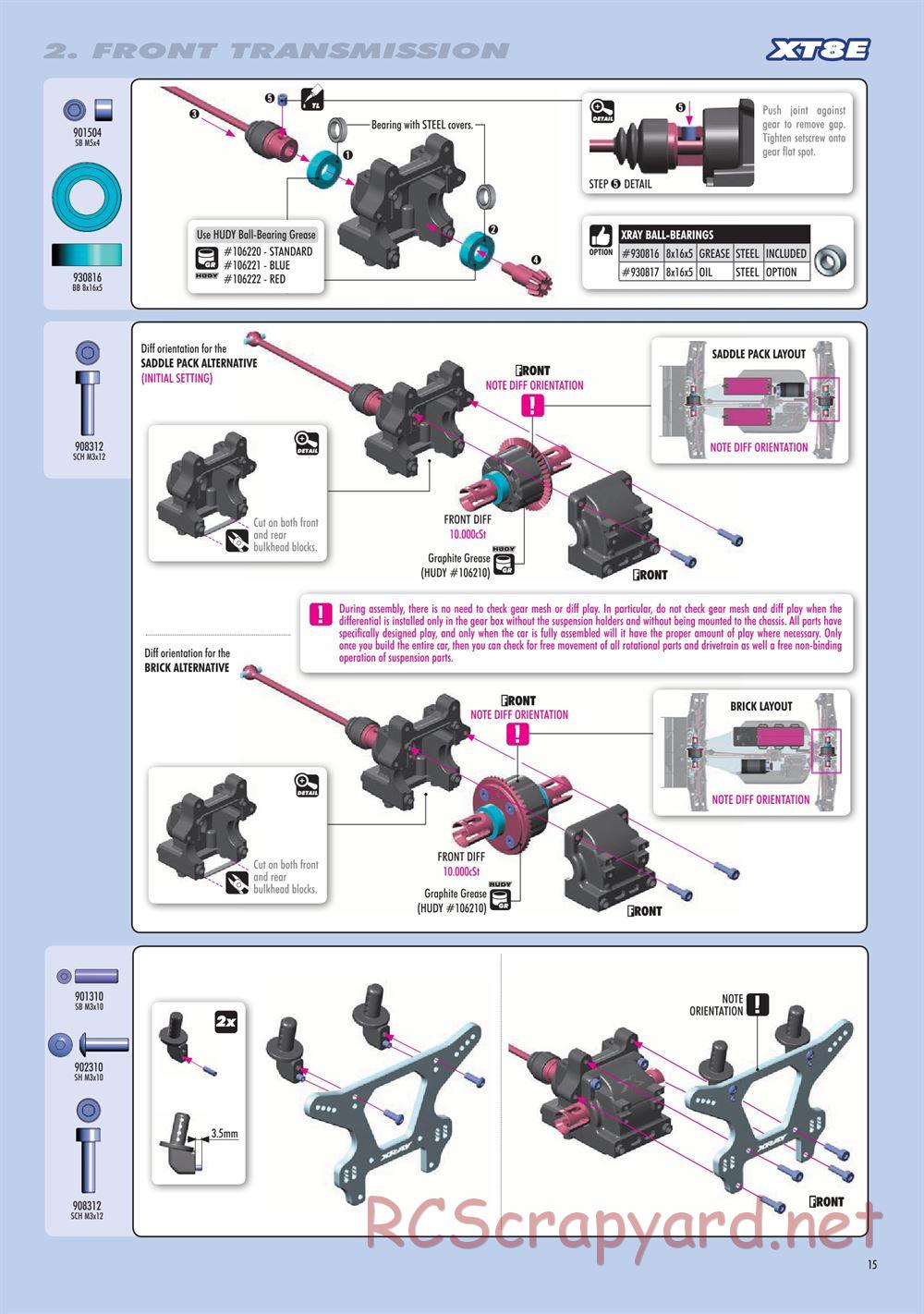 Xray - XT8 2022 Specs (XT8'22) - Manual - Page 15