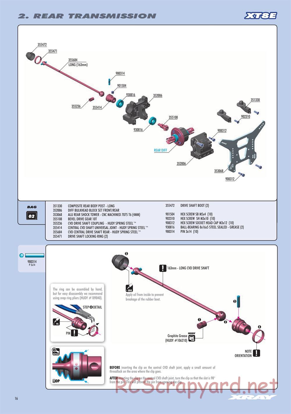 Xray - XT8 2022 Specs (XT8'22) - Manual - Page 16