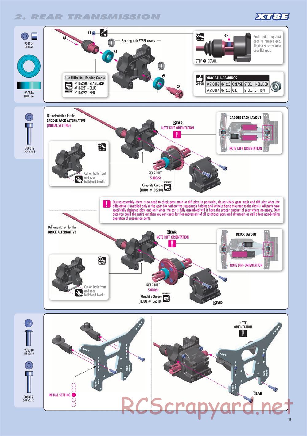 Xray - XT8 2022 Specs (XT8'22) - Manual - Page 17