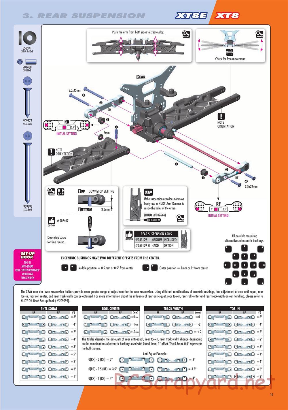 Xray - XT8 2022 Specs (XT8'22) - Manual - Page 19