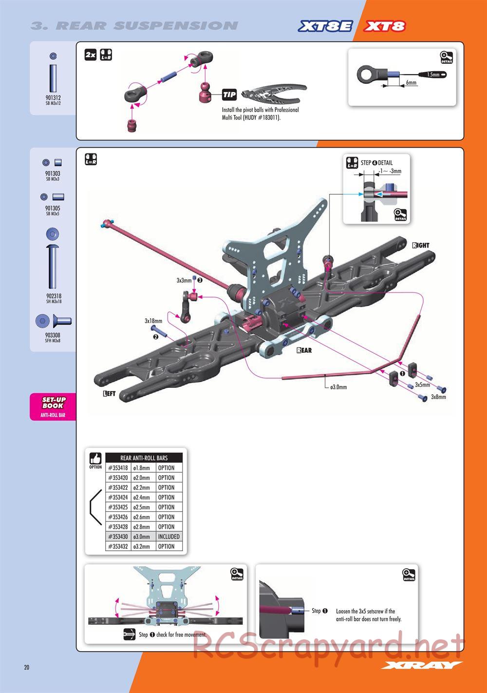 Xray - XT8 2022 Specs (XT8'22) - Manual - Page 20