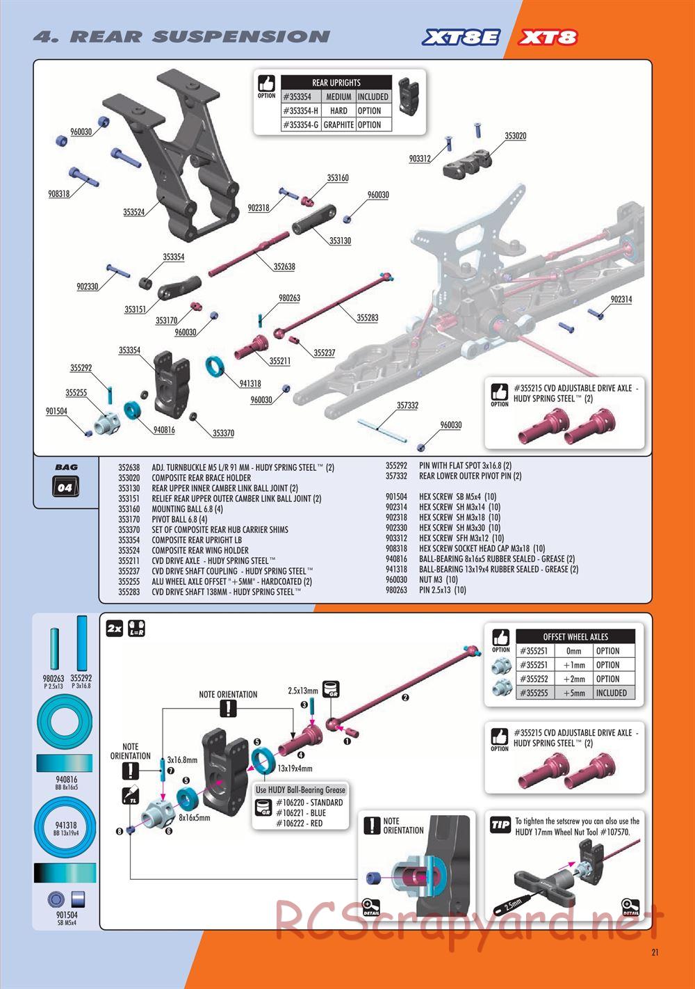 Xray - XT8 2022 Specs (XT8'22) - Manual - Page 21