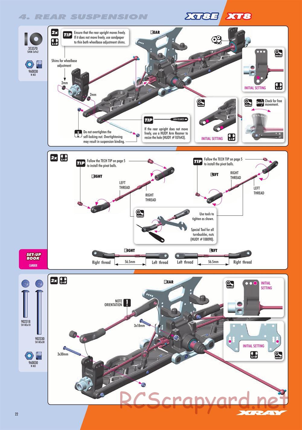 Xray - XT8 2022 Specs (XT8'22) - Manual - Page 22