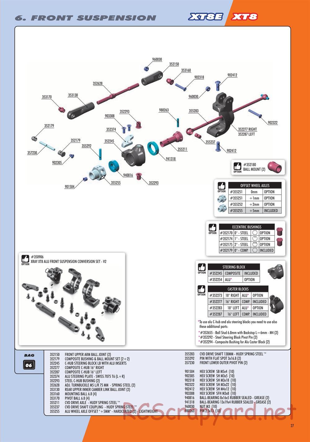 Xray - XT8 2022 Specs (XT8'22) - Manual - Page 27