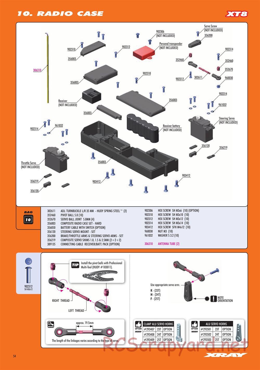 Xray - XT8 2022 Specs (XT8'22) - Manual - Page 54