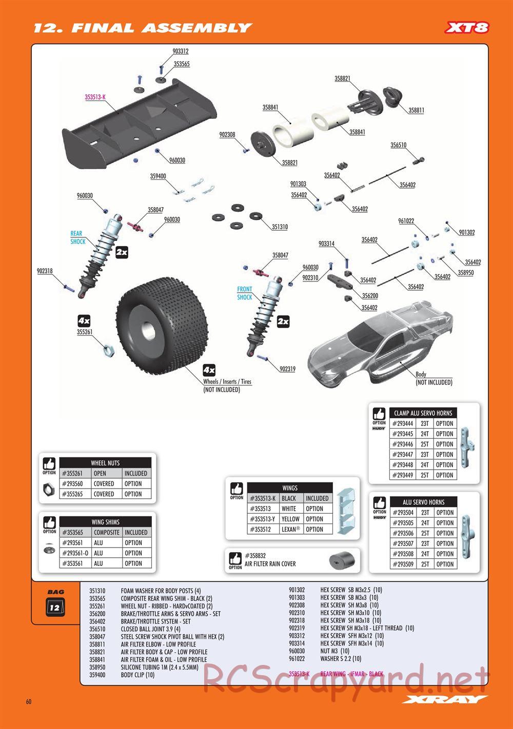 Xray - XT8 2022 Specs (XT8'22) - Manual - Page 60