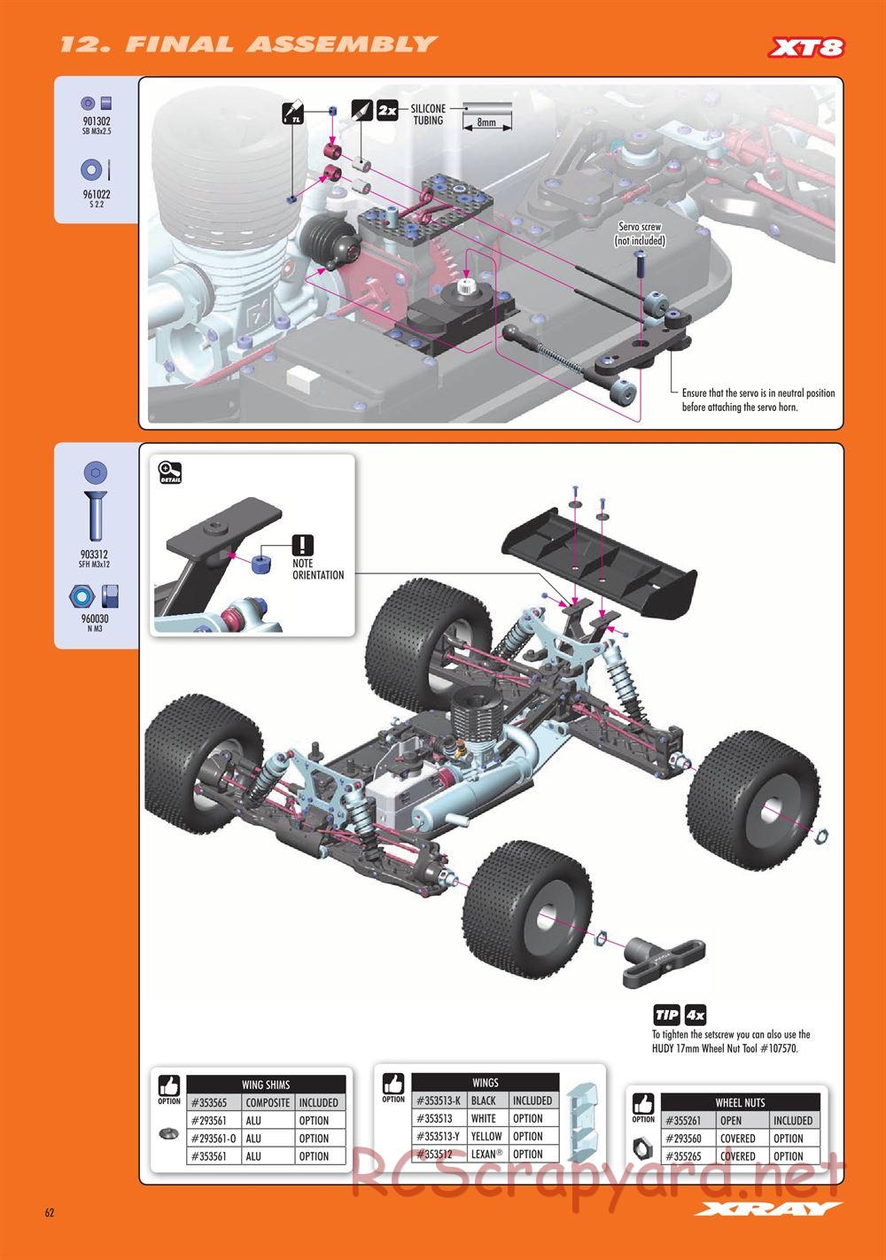 Xray - XT8 2022 Specs (XT8'22) - Manual - Page 62