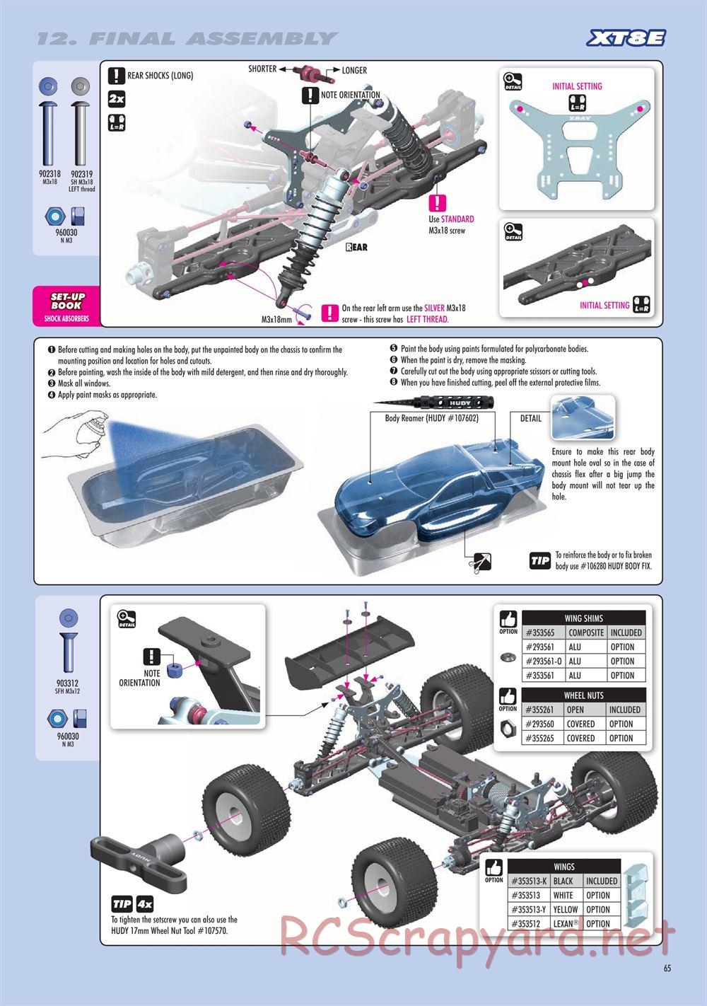 Xray - XT8 2022 Specs (XT8'22) - Manual - Page 65