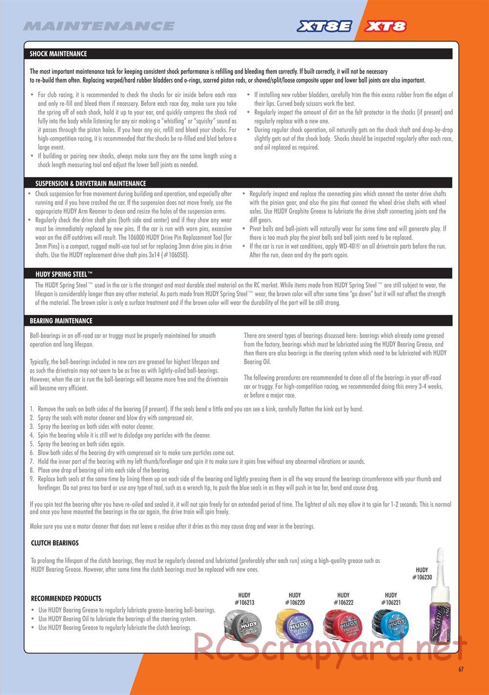 Xray - XT8 2022 Specs (XT8'22) - Manual - Page 67