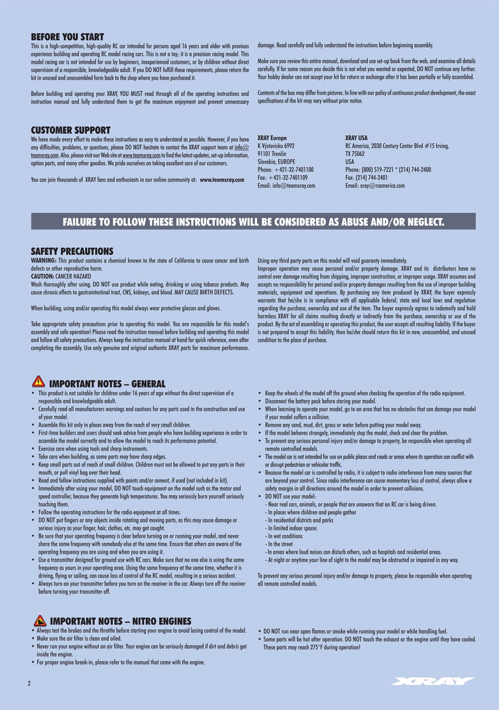 Xray - XT8 2024 Specs (XT8'24) - Manual - Page 2