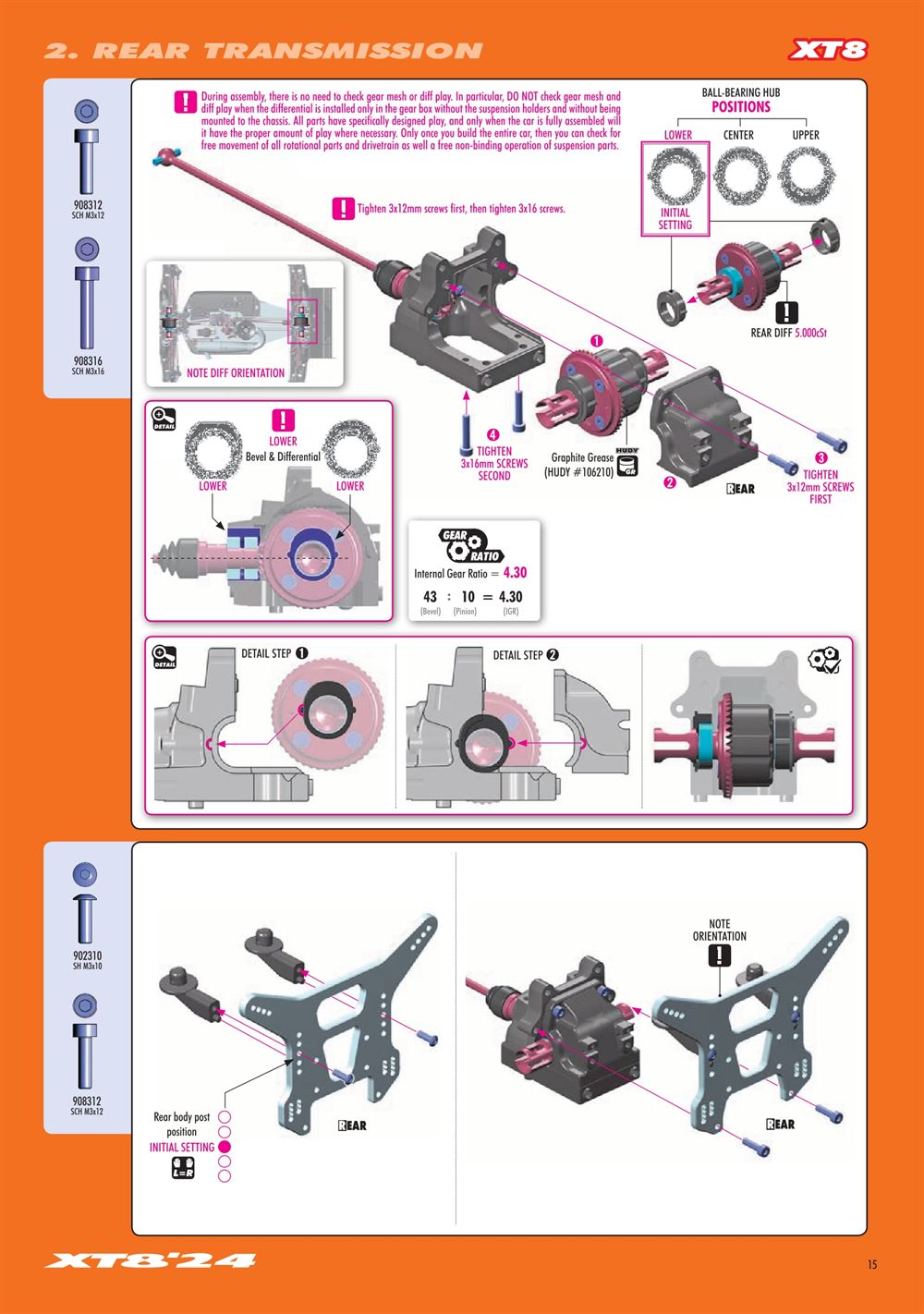 Xray - XT8 2024 Specs (XT8'24) - Manual - Page 15