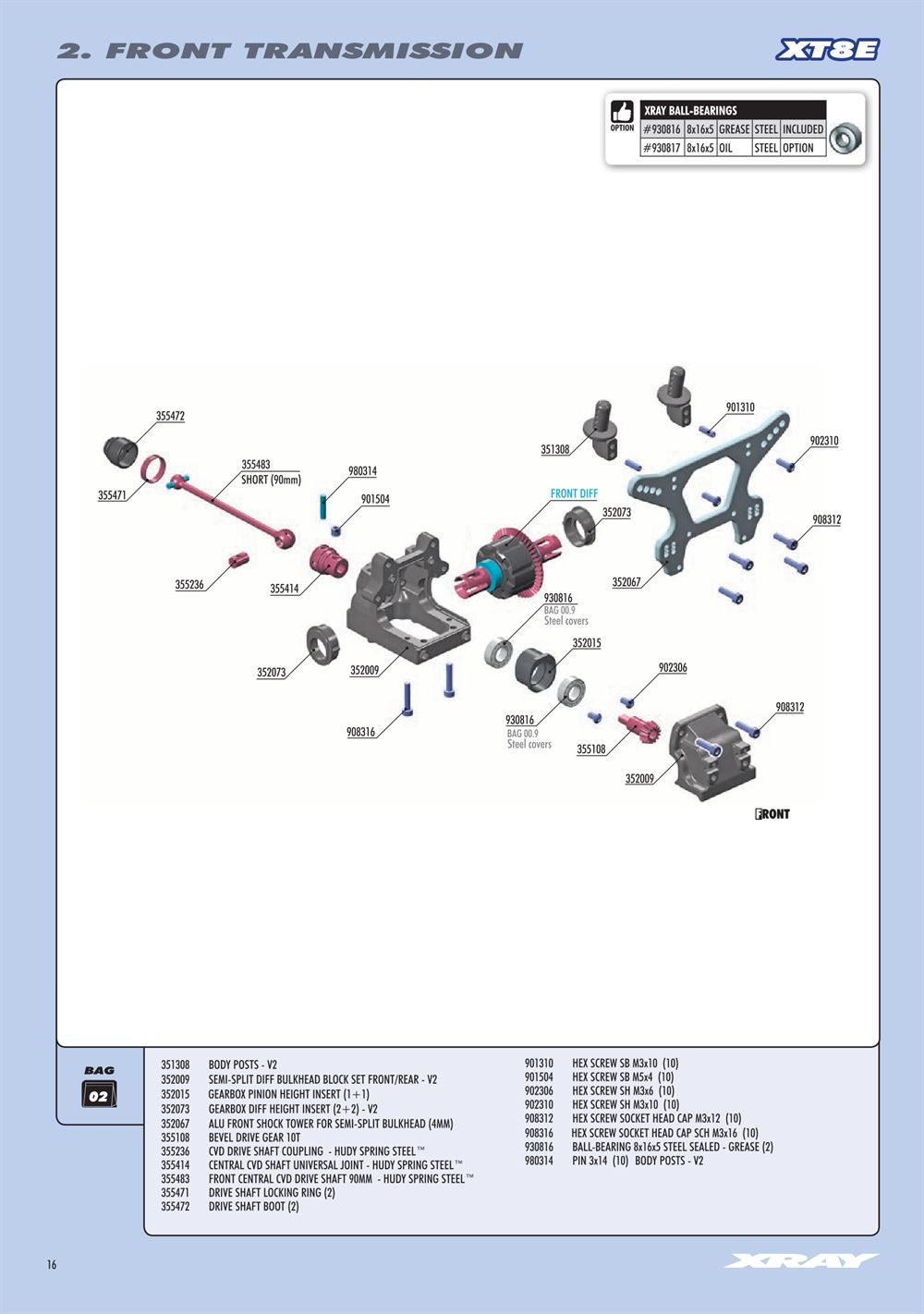Xray - XT8 2024 Specs (XT8'24) - Manual - Page 16