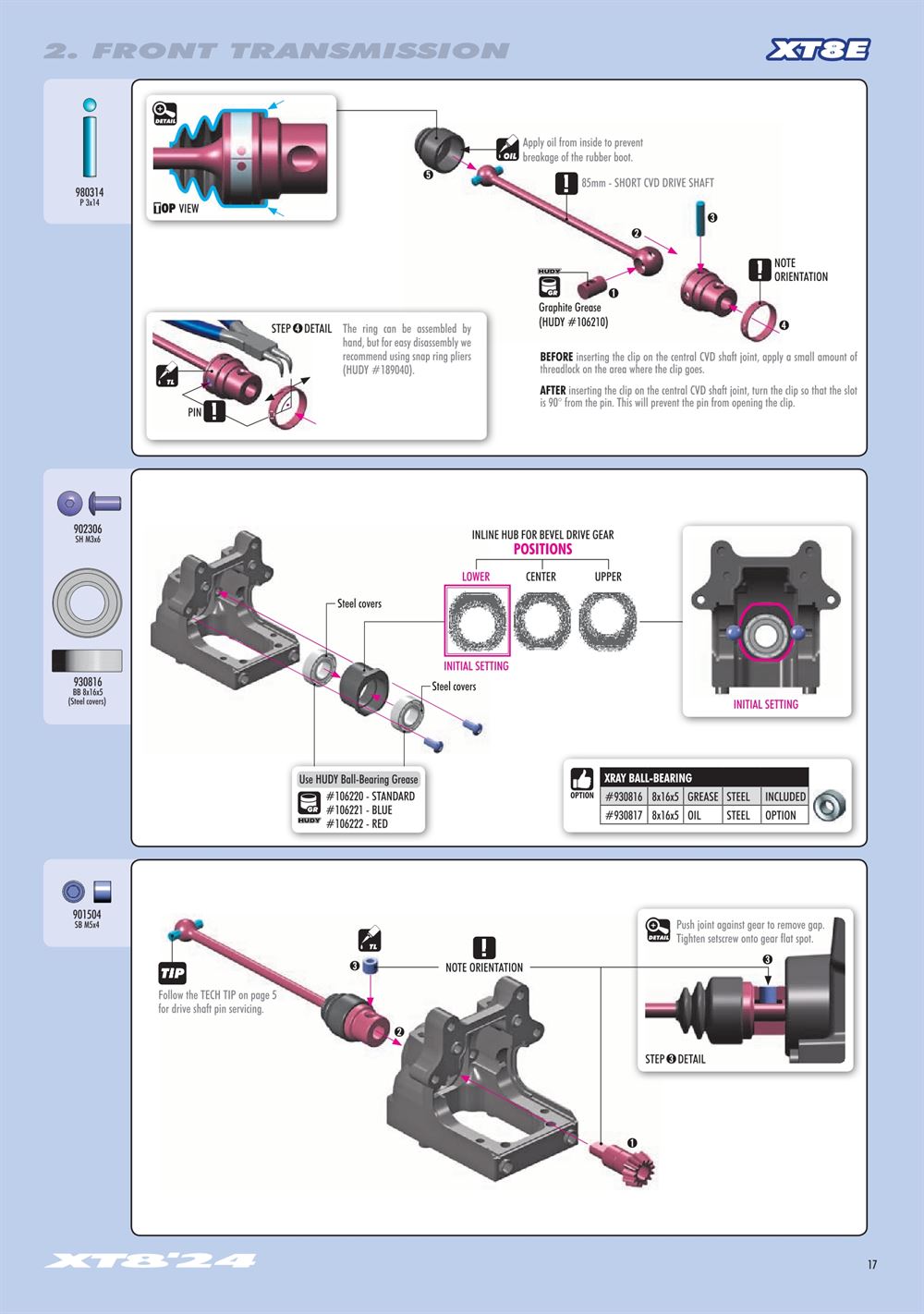 Xray - XT8 2024 Specs (XT8'24) - Manual - Page 17