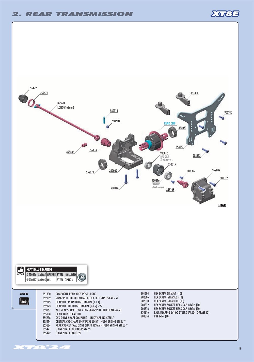 Xray - XT8 2024 Specs (XT8'24) - Manual - Page 19