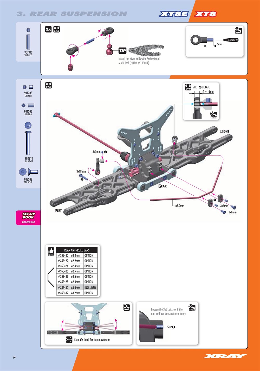 Xray - XT8 2024 Specs (XT8'24) - Manual - Page 24