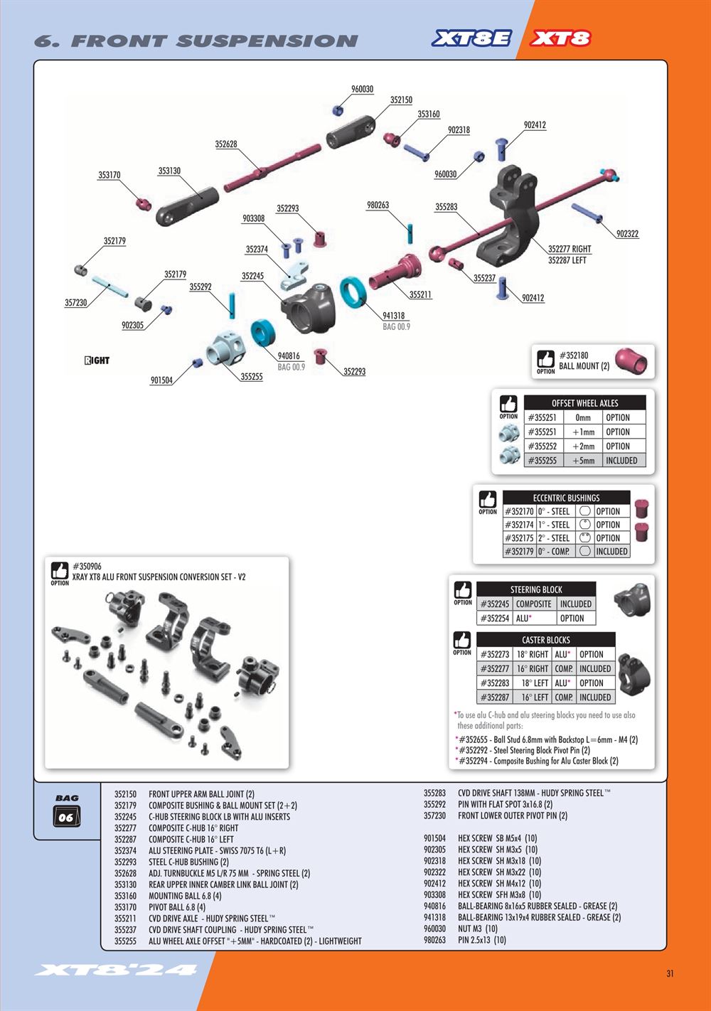 Xray - XT8 2024 Specs (XT8'24) - Manual - Page 31