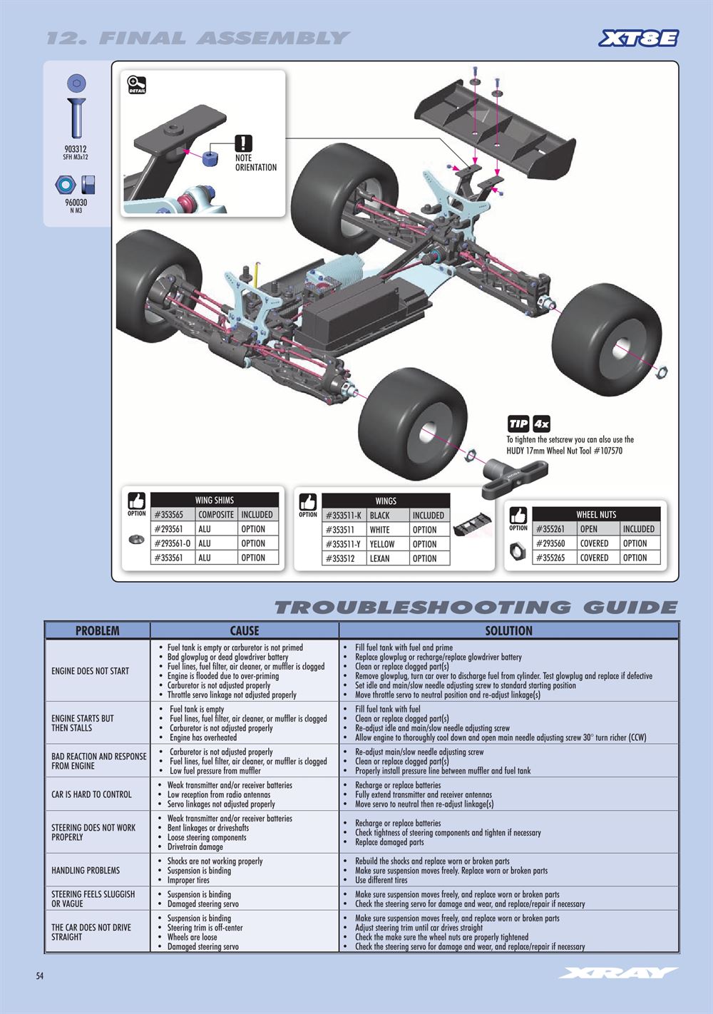 Xray - XT8E 2020 (XT8E'20) - Manual - Page 54