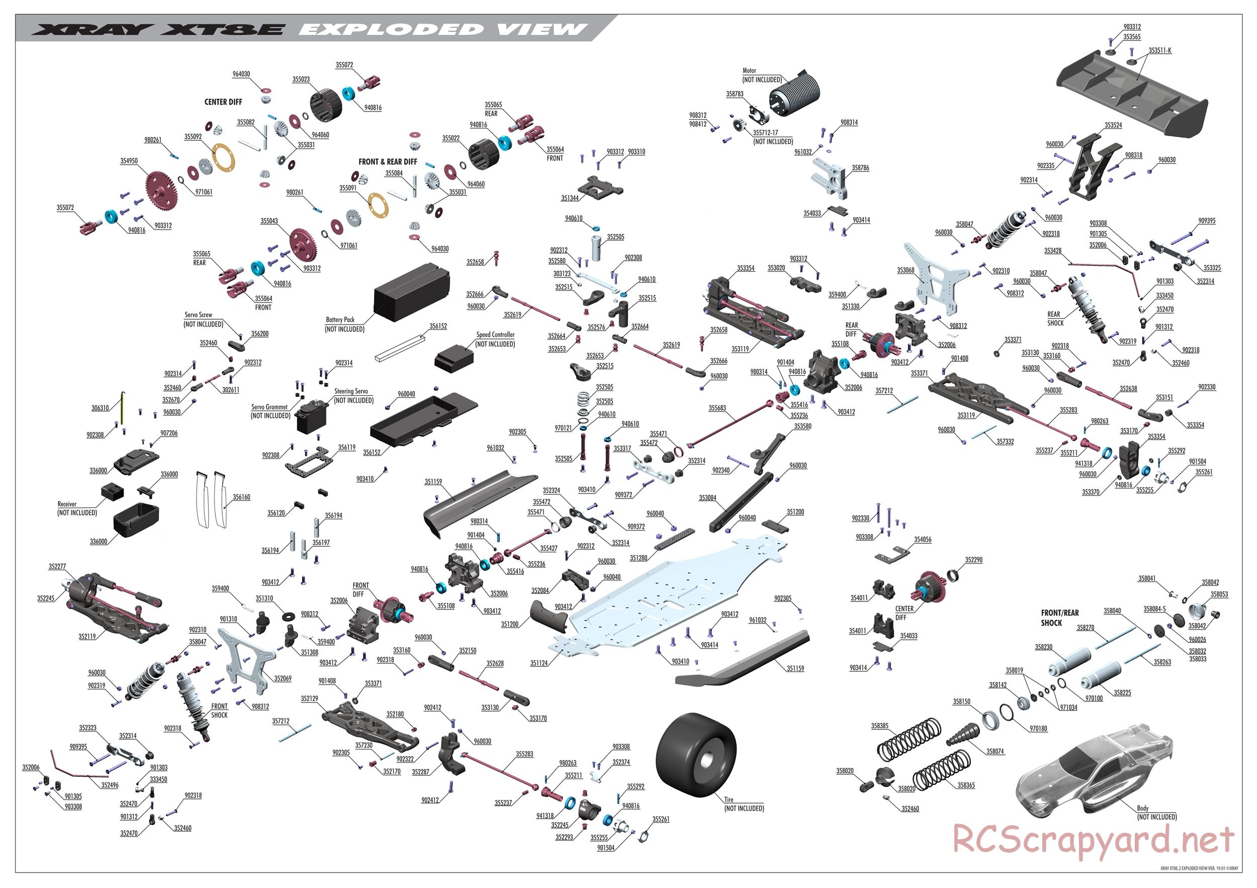 Xray - XT8E 2020 (XT8E'20) - Exploded View
