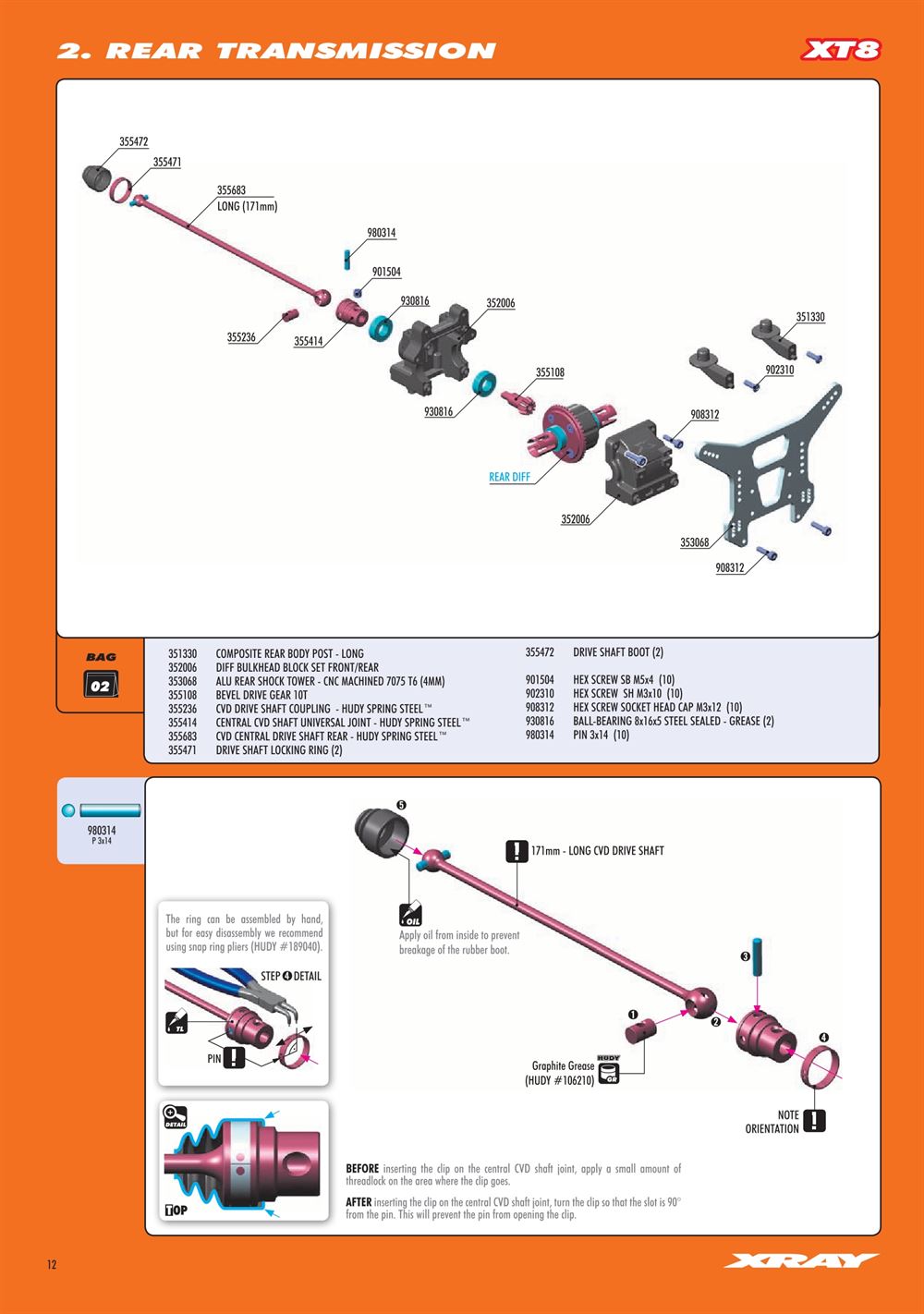 Xray - XT8E 2022 (XT8E'22) - Manual - Page 12