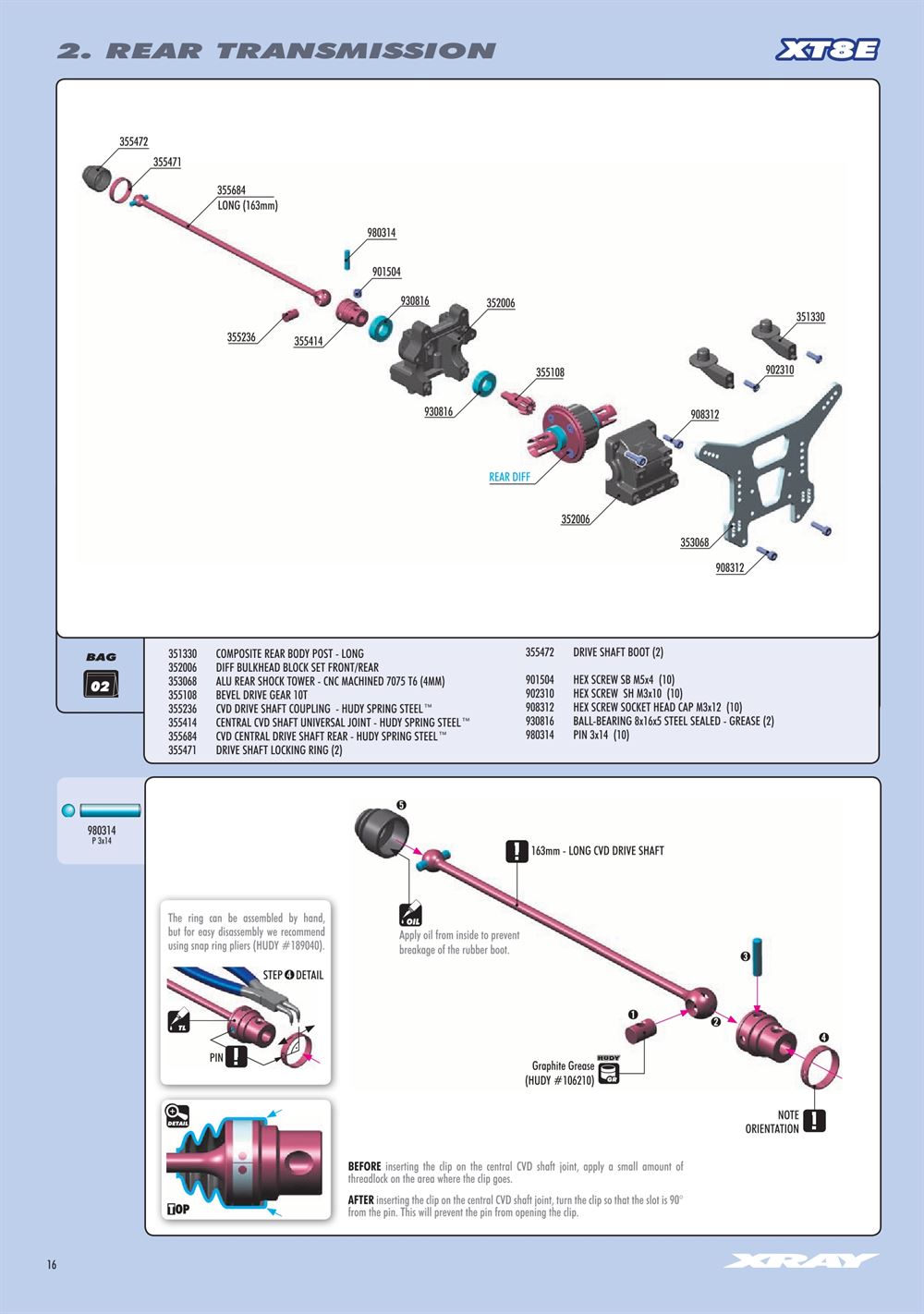 Xray - XT8E 2022 (XT8E'22) - Manual - Page 16
