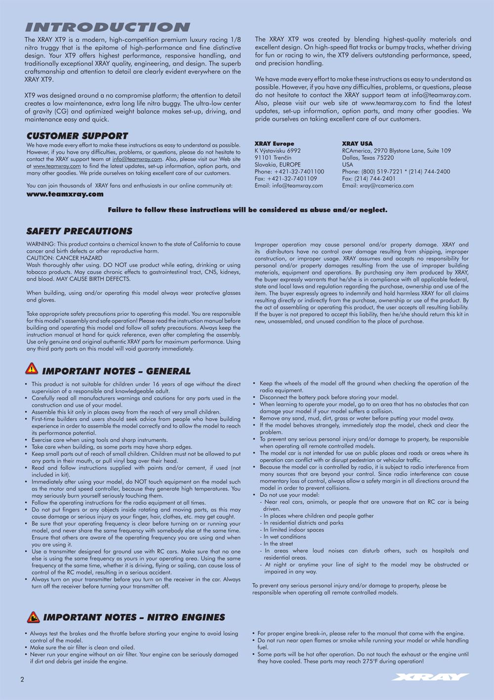 Xray - XT9 - Manual - Page 2