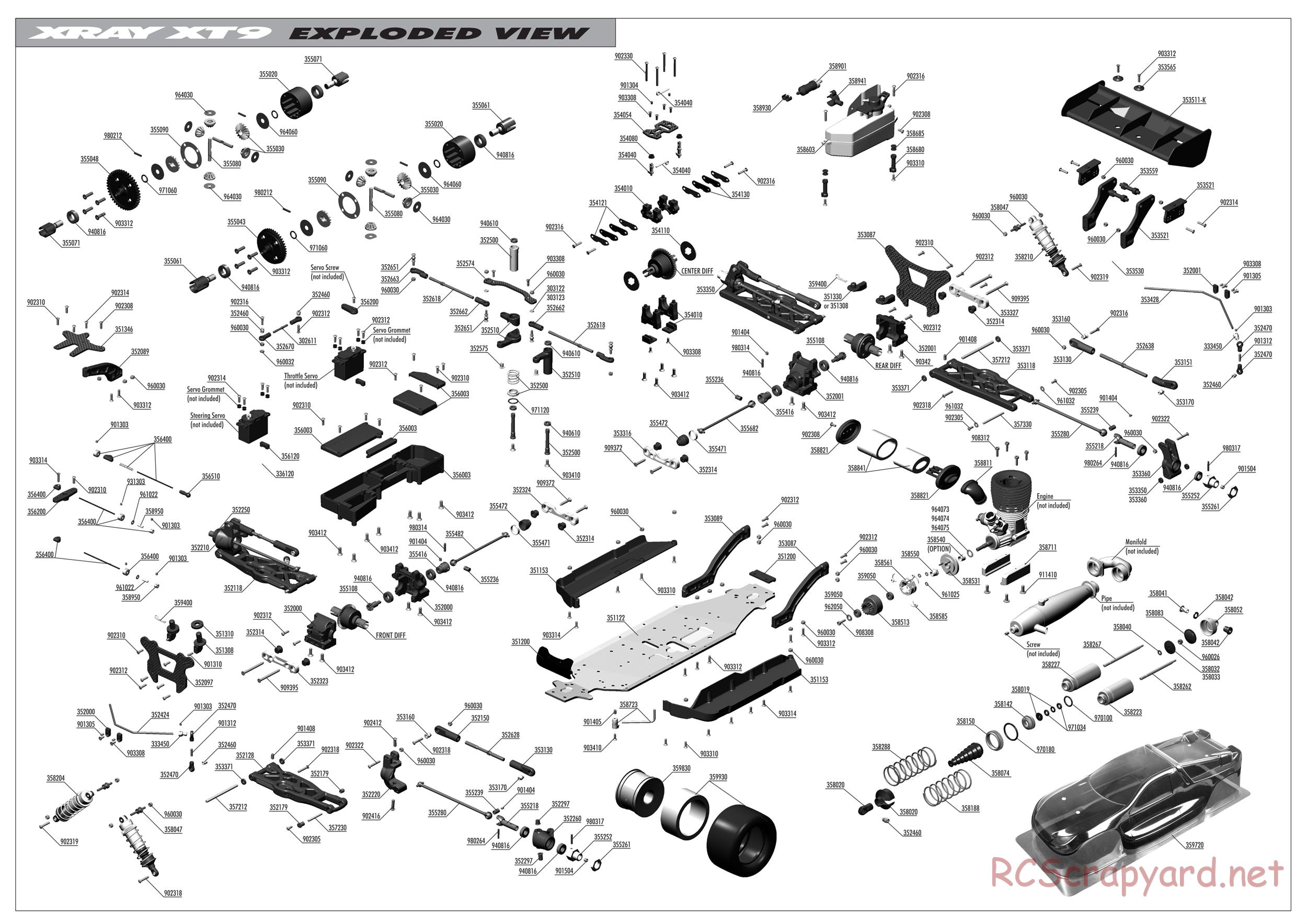Xray - XT9 - Exploded View